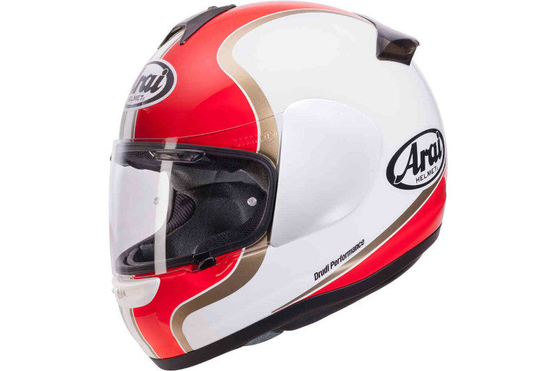 kask Arai Axces w biało-czerwonych malowaniach