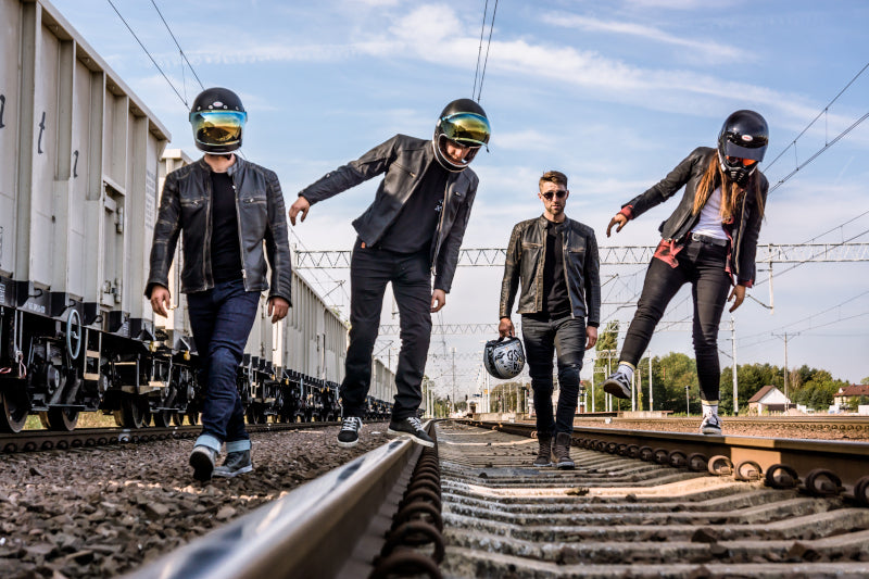 Classic jeans spiced with rebellious motorbike look