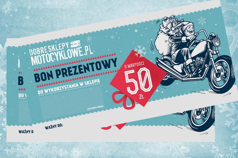 grafika prezentująca bon prezentowy do sieci dobre sklepy motocyklowe
