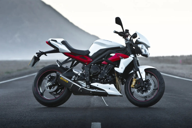 triumph street triple 675 z profilu, bialo-czerwony