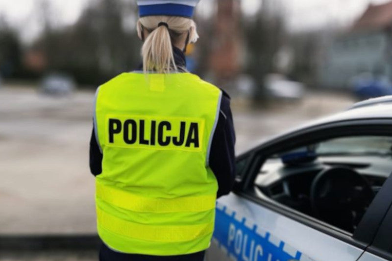 Policjant sprawdza dokumenty