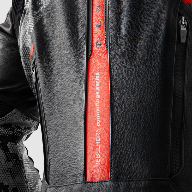 Kurtka motocyklowa skórzana Rebelhorn Veloce Camo Black Grey Fluo Red 32 330480_ZAL763537.jpg