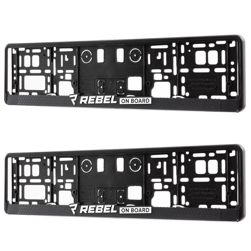 RAMKI NA REJESTRACJĘ SAMOCHODOWĄ REBELHORN REBEL ON BOARD BLACK 2 SZT 3