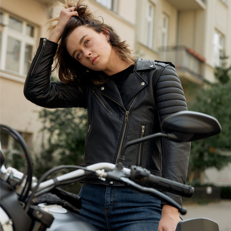 Kurtka Motocyklowa Skórzana Damska Ozone Ramones Modern Matt Black 29 234479_ZAL679953.jpg