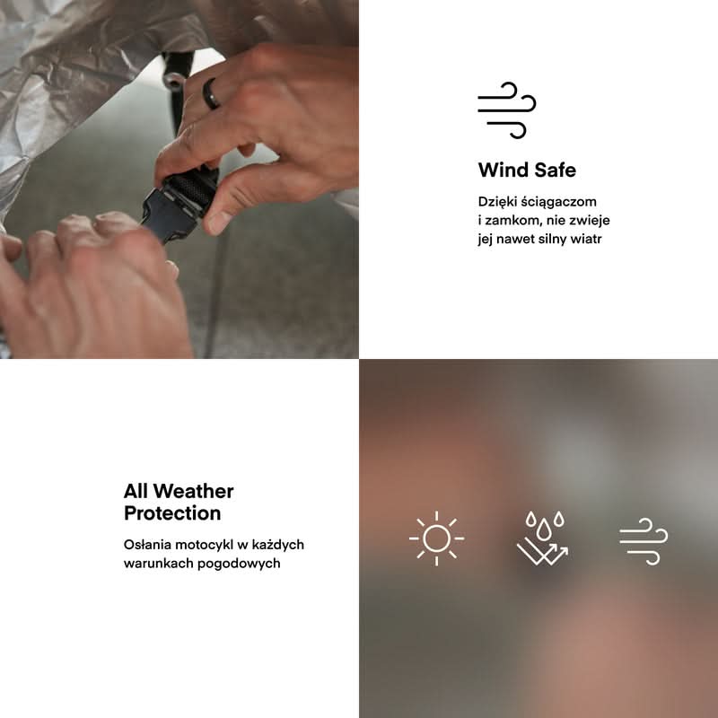 POKROWIEC NA MOTOCYKL REBELHORN COVER 2 Z MIEJSCEM NA KUFER BLACK SILVER L 15