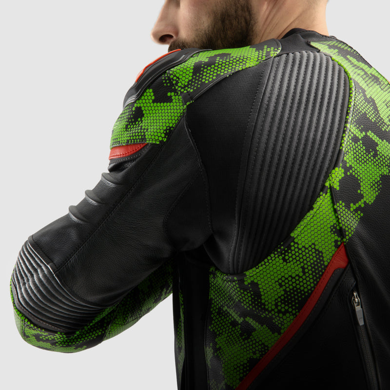 Kurtka motocyklowa skórzana Rebelhorn Veloce Camo Black Green Fluo Red 26 330371_ZAL763771.jpg