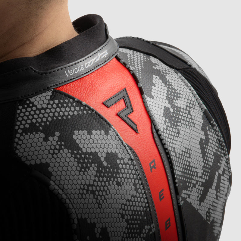 Kurtka motocyklowa skórzana Rebelhorn Veloce Camo Black Grey Fluo Red 34 330480_ZAL763546.jpg