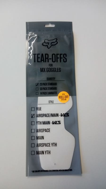 ZRYWKI TEAR-OFF DO GOGLI FOX AIRSPACE/MAIN 2 STD TEAR OFF CLEAR 1