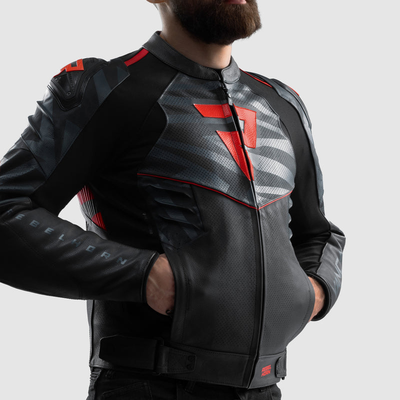 Kurtka motocyklowa skórzana Rebelhorn Vandal 2 Black Grey Fluo Red 14 347980_ZAL852581.jpg