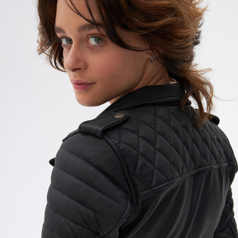 Kurtka Motocyklowa Skórzana Damska Ozone Ramones Modern Matt Black 27 234479_ZAL679941.jpg