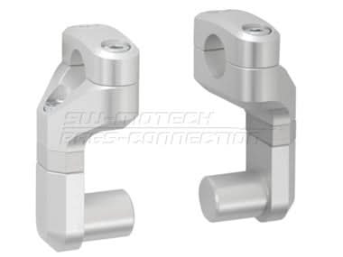 ZESTAW PODWYŻSZAJĄCY KIEROWNICĘ 22MM SW-MOTECH PODWYŻSZENIE 50-60MM REGULACJA ODCHYLENIA SILVER 1