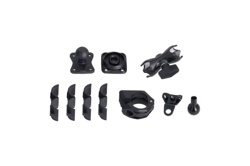 ZESTAW UCHWYTÓW GPS NA KIEROWNICĘ/LUSTERKO WRAZ SW-MOTECH BLACK 1