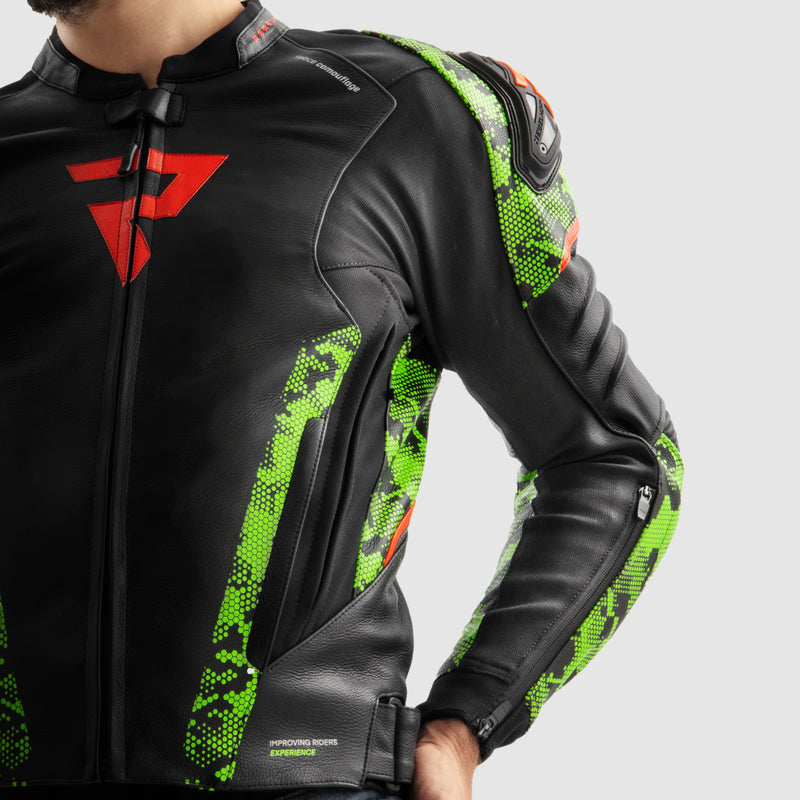 Kurtka motocyklowa skórzana Rebelhorn Veloce Camo Black Green Fluo Red 24 330371_ZAL763762.jpg