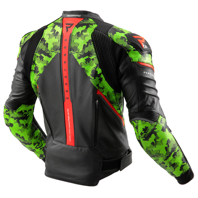 Kurtka motocyklowa skórzana Rebelhorn Veloce Camo Black Green Fluo Red 3 330371_ZAL763645.jpg
