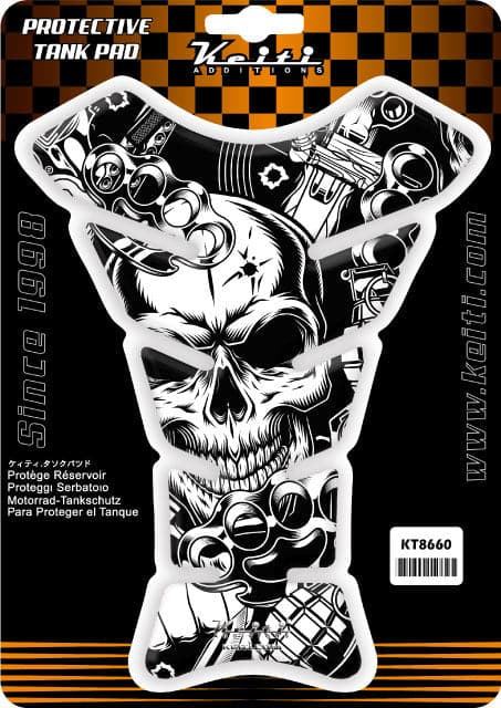 NAKLEJKA NA BAK TANKPAD KEITI SKULL WHITE 3