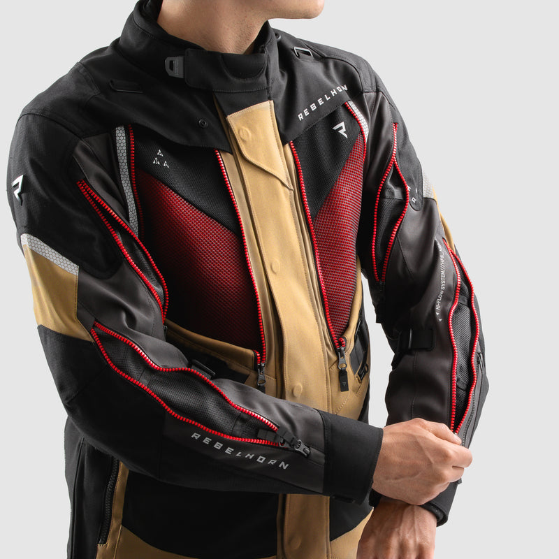 Kurtka motocyklowa tekstylna Rebelhorn Hardy 3.0 Desert Grey Red 43 324135_ZAL794659.jpg