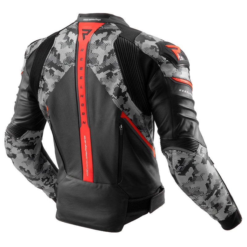 Kurtka motocyklowa skórzana Rebelhorn Veloce Camo Black Grey Fluo Red 3 330480_ZAL763384.jpg