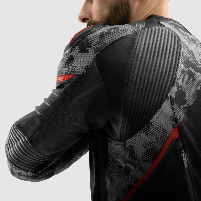 Kurtka motocyklowa skórzana Rebelhorn Veloce Camo Black Grey Fluo Red 26 330480_ZAL763510.jpg