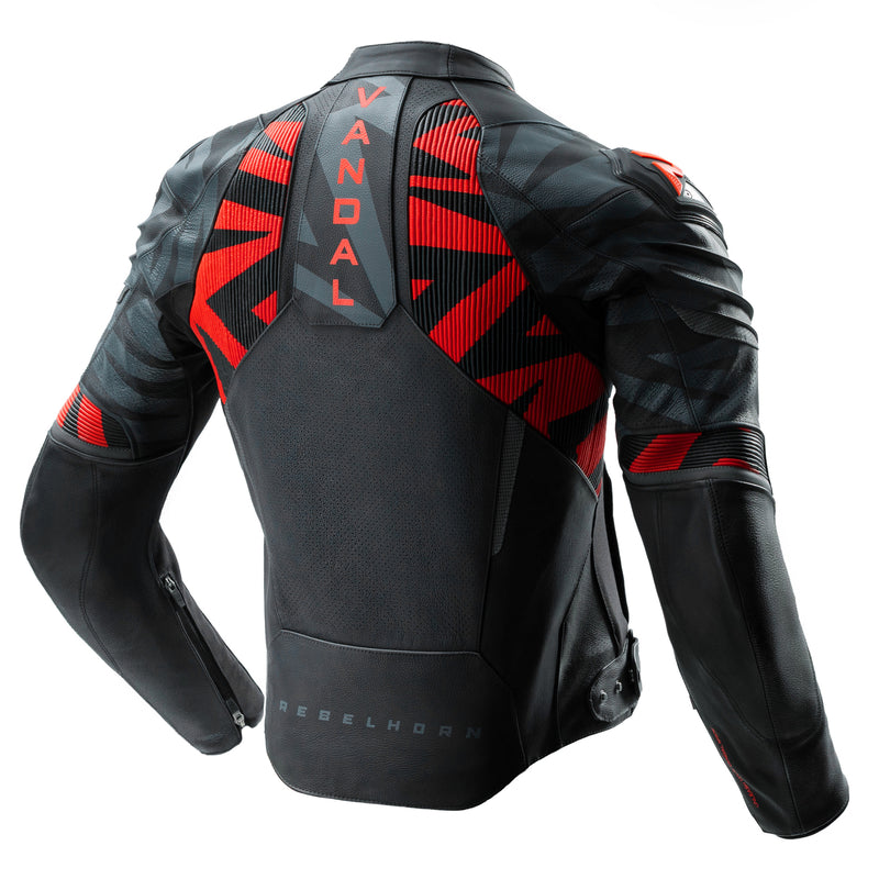Kurtka motocyklowa skórzana Rebelhorn Vandal 2 Black Grey Fluo Red 4 347980_ZAL852527.jpg
