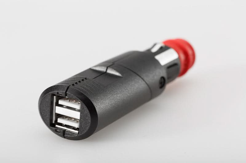ŁADOWARKA 12V GNIAZDO ZAPALNICZKI ADAPTER DIN PODWÓJNE ZŁĄCZE USB SW-MOTECH 1