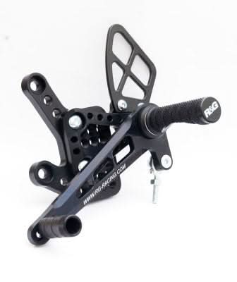 PODNÓŻKI REGULOWANE RG RACING KAWASAKI ZX6-R 05-13 ROAD GEARBOX, ZESTAW BLACK 1
