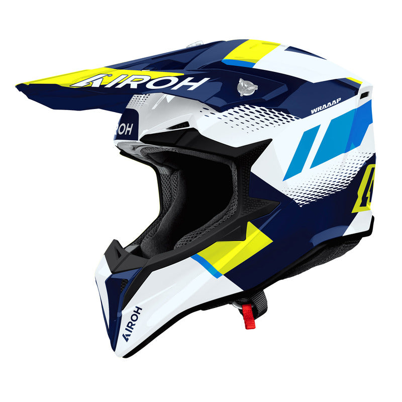 KASK MOTOCYKLOWY AIROH WRAAAP VISION YELLOW BLUE GLOSS S 2