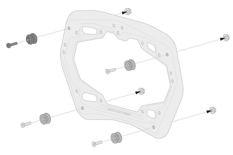 ZESTAW ADAPTERÓW NA STELAŻ PRO SW-MOTECH NA KUFRY BOCZNE AERO ABS SILVER 3
