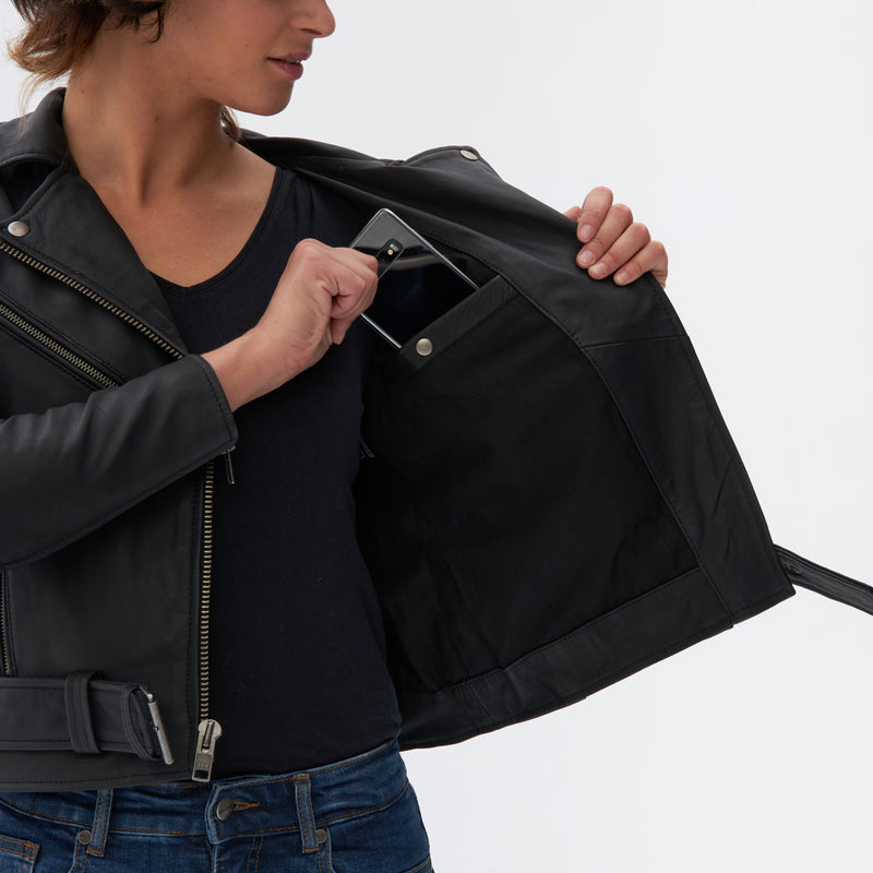 Kurtka Motocyklowa Skórzana Damska Ozone Ramones Modern Matt Black 25 234479_ZAL679929.jpg