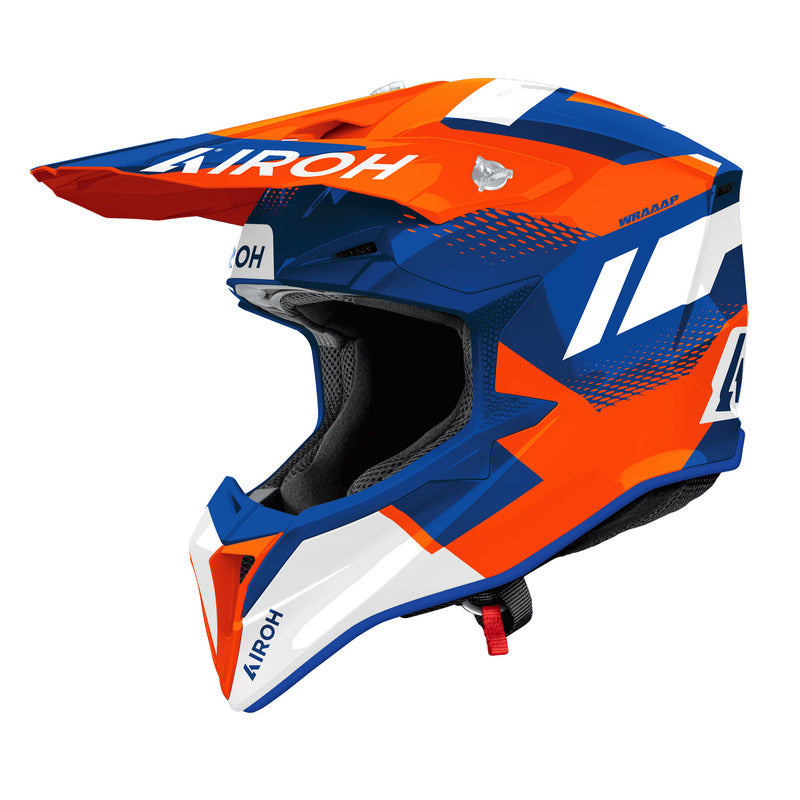 KASK MOTOCYKLOWY AIROH WRAAAP VISION ORANGE BLUE GLOSS XL 2