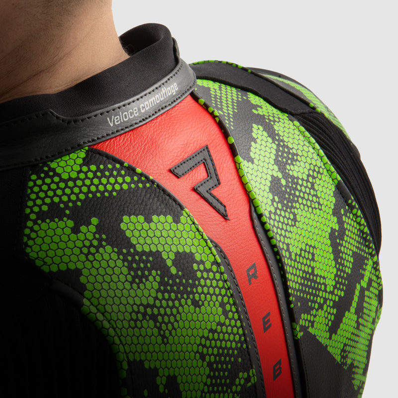 Kurtka motocyklowa skórzana Rebelhorn Veloce Camo Black Green Fluo Red 34 330371_ZAL763807.jpg