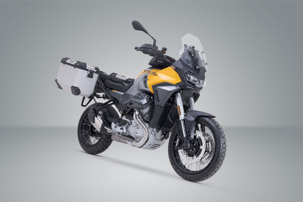 ZESTAW KUFRÓW BOCZNYCH TRAX ADV I STELAŻY SW-MOTECH MOTO GUZZI STELVIO (23-) SILVER 45/45L 3