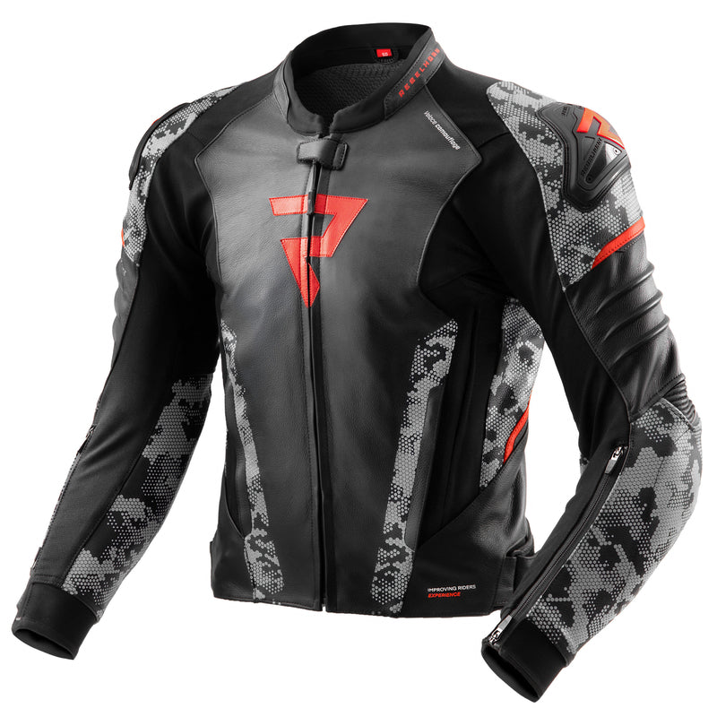 Kurtka motocyklowa skórzana Rebelhorn Veloce Camo Black Grey Fluo Red 1 330480_ZAL763375.jpg