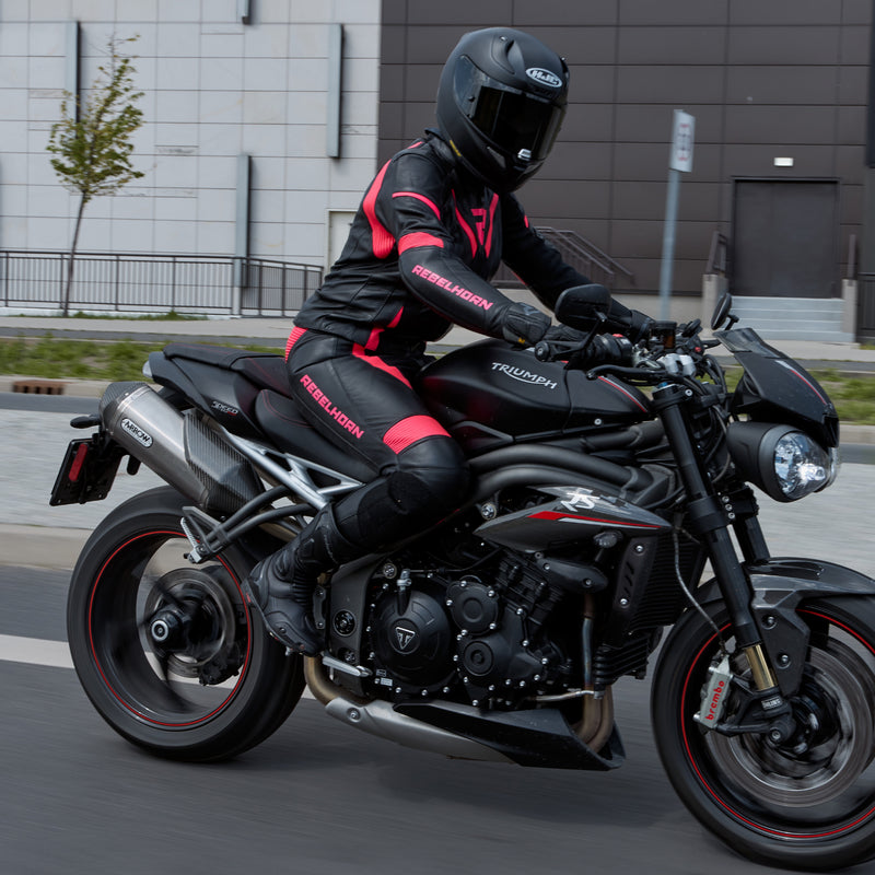 Spodnie motocyklowe skórzane damskie Rebelhorn Rebel Pink Black 30 290237_ZAL676828.jpg