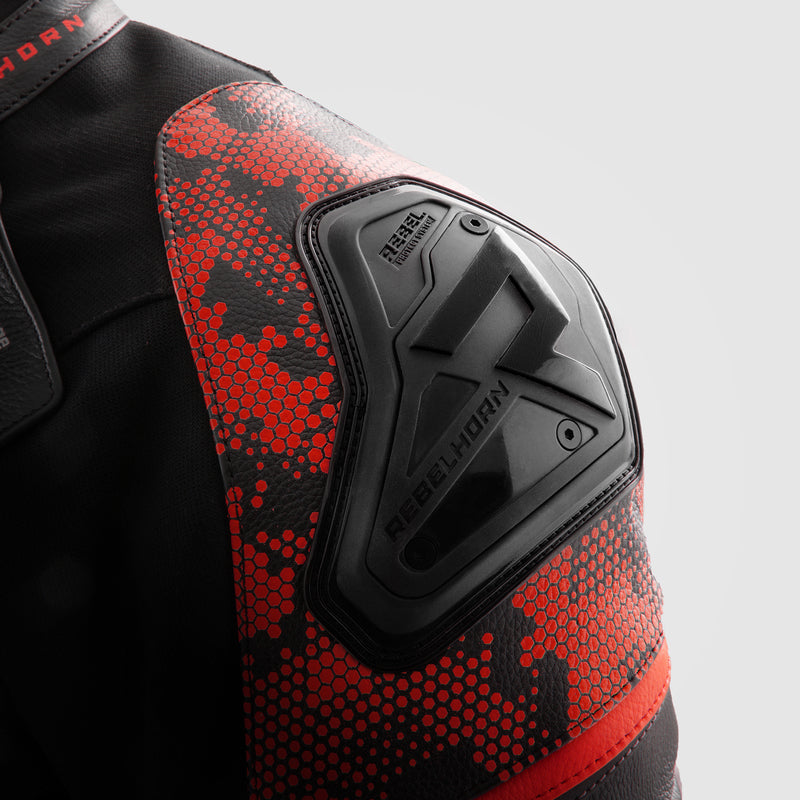 Kurtka motocyklowa skórzana Rebelhorn Veloce Camo Black Fluo Red 38 330362_ZAL763312.jpg