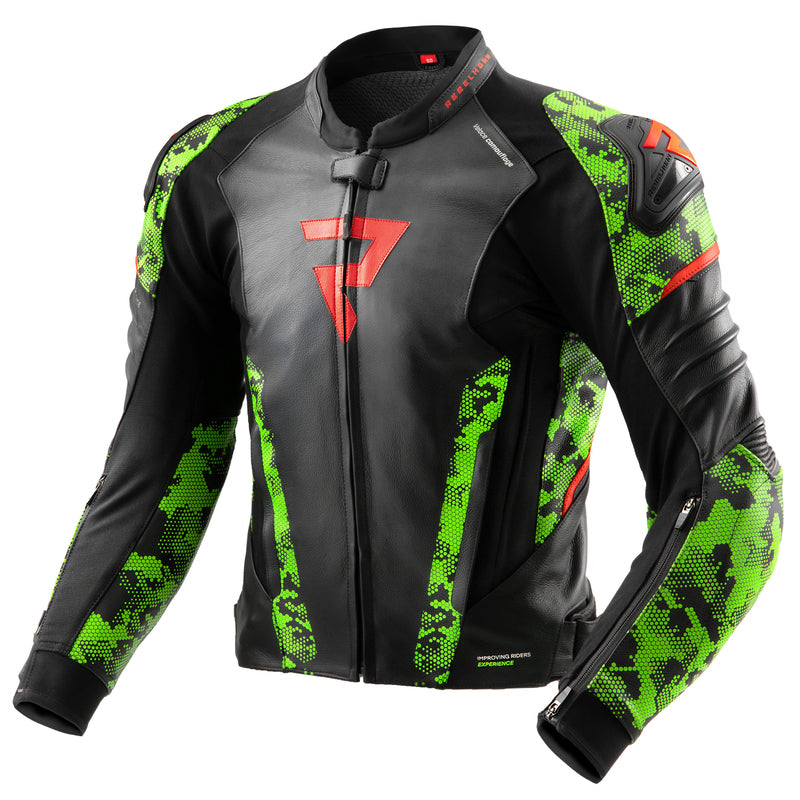 Kurtka motocyklowa skórzana Rebelhorn Veloce Camo Black Green Fluo Red 1 330371_ZAL763636.jpg