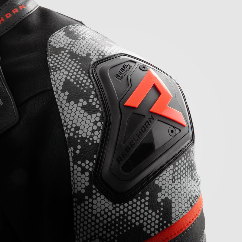 Kurtka motocyklowa skórzana Rebelhorn Veloce Camo Black Grey Fluo Red 38 330480_ZAL763564.jpg
