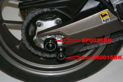 ROLKI WAHACZA RG RACING YAMAHA YZF-R6 17-, APRILIA MANA 2008- BLACK 1