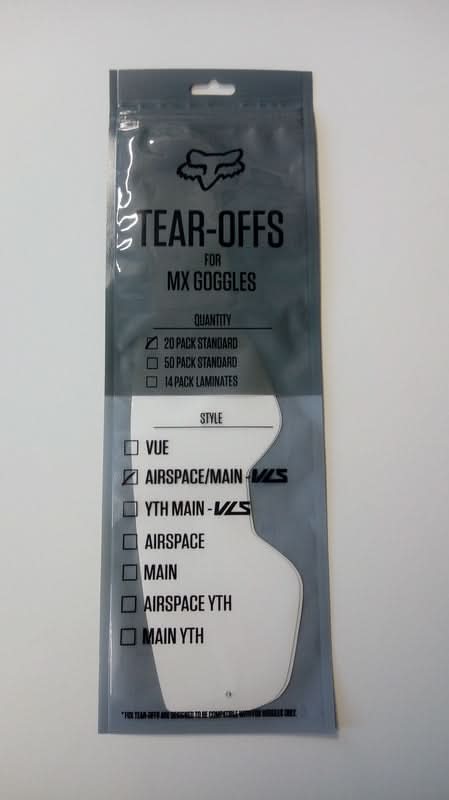 ZRYWKI TEAR-OFF DO GOGLI FOX AIRSPACE/MAIN 2 STANDARD 20PK CLEAR 1