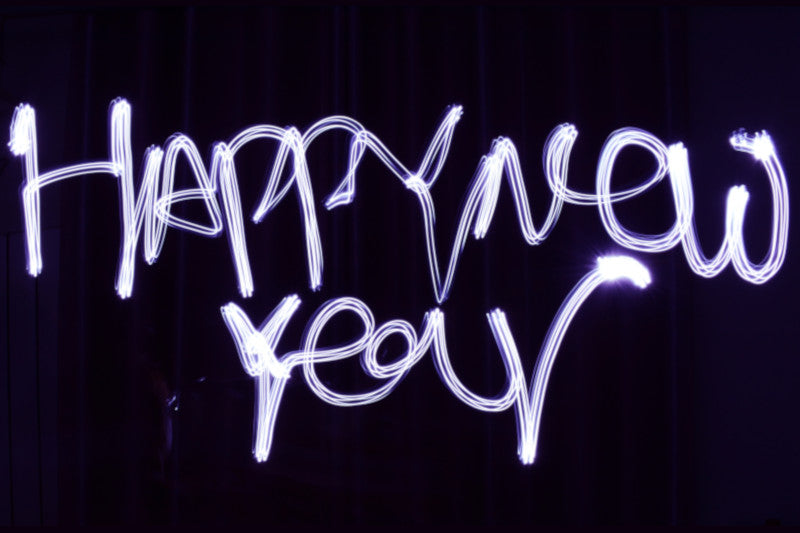 Laserowy niebieski napis Happy New Year