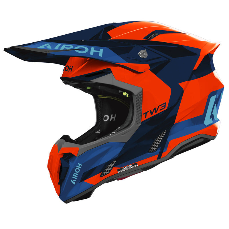 KASK MOTOCYKLOWY AIROH TWIST 3 FANCY BLUE ORANGE GLOSS S 2