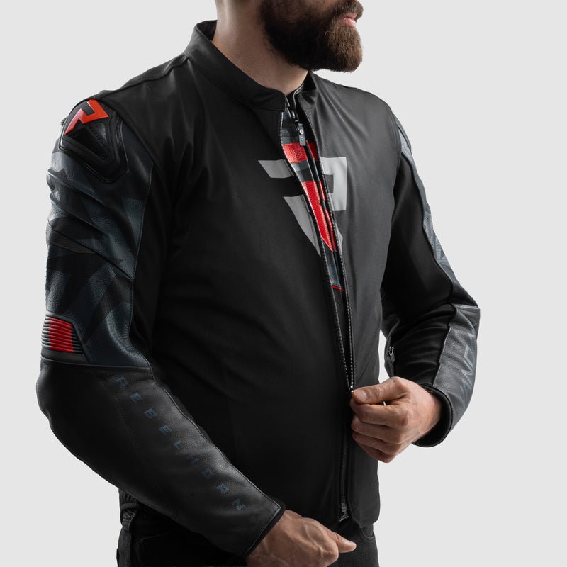 Kurtka motocyklowa skórzana Rebelhorn Vandal 2 Black Grey Fluo Red 22 347980_ZAL852617.jpg