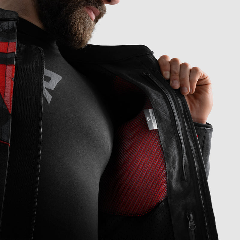 Kurtka motocyklowa skórzana Rebelhorn Vandal 2 Black Grey Fluo Red 28 347980_ZAL852644.jpg