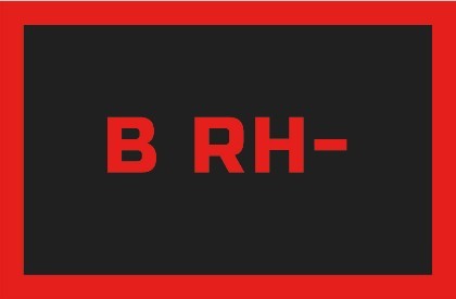 ODZNAKA NA RZEP REBELHORN GRUPA KRWI B RH- BLACK/RED 50X80MM 1
