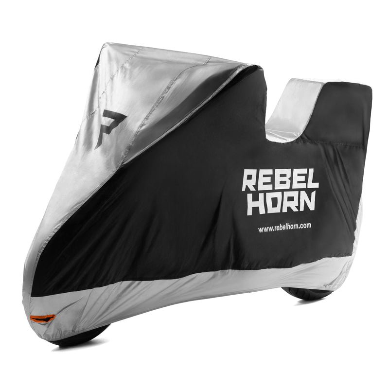 POKROWIEC NA MOTOCYKL REBELHORN SHELTER Z MIEJSCEM NA KUFER BLACK SILVER S 2
